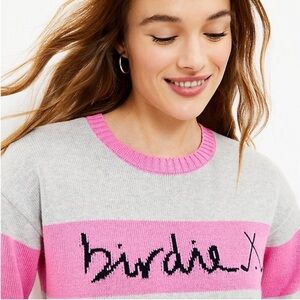 Ann Taylor LOFT ‘Birdie’ Motif Graphic Stripe Novelty Golf Sweater